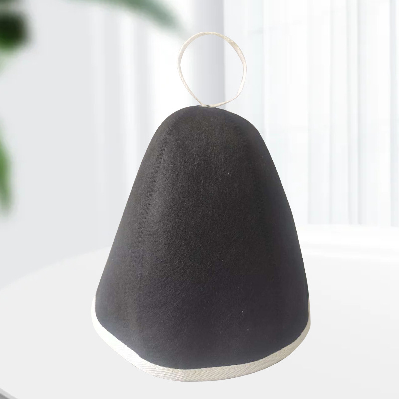 Supplier photo of the black felt Arctic Nut Banya Hat with white trim on a plain background